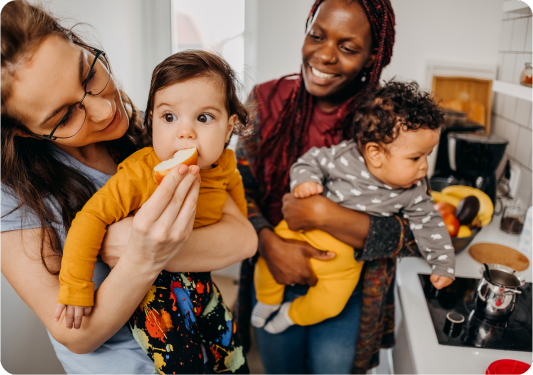 Family with Fruits and Vegetables